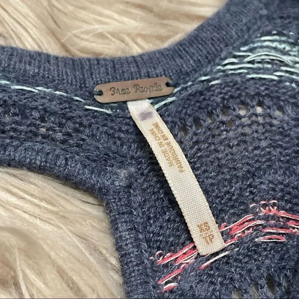 Free people open back short sleeve sweater XS